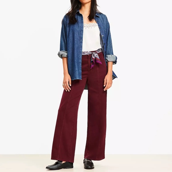 Petite Five Pocket Seamed Wide Leg Pants - Picture 4 of 9